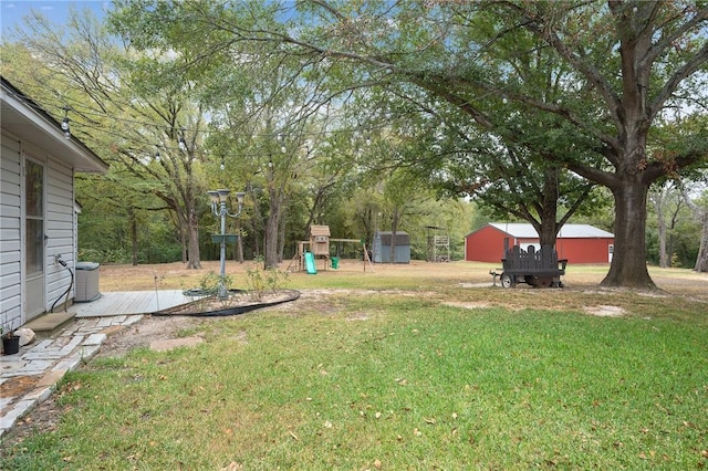 view of yard with a playground