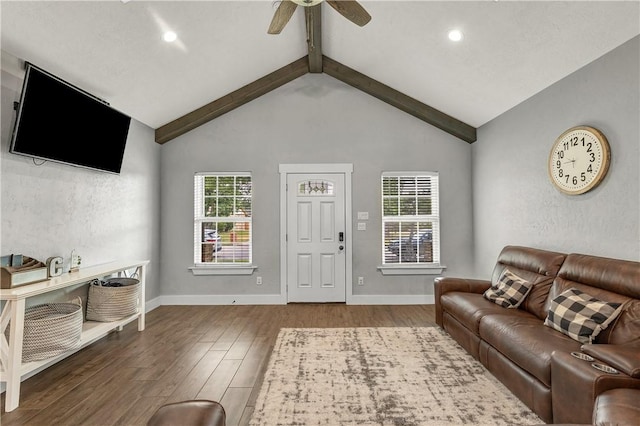 2102 Cary Cir, Bryan, TX 77803 - living room featuring wood finished floors, a ceiling fan, and recessed lighting