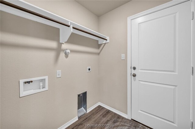 laundry room featuring washer hookup, dark hardwood / wood-style floors, and hookup for an electric dryer