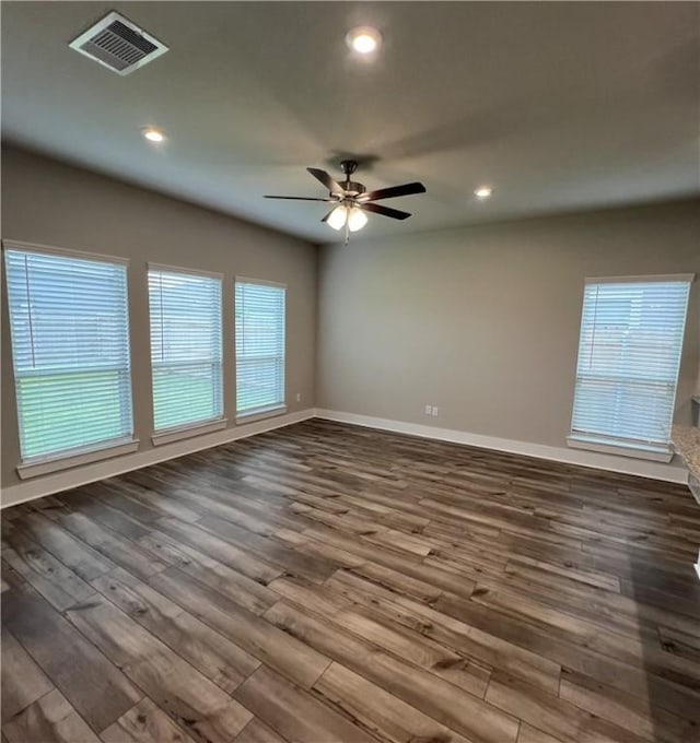 5307 Lyle Pl, Bryan, TX 77807 - unfurnished room featuring ceiling fan, dark wood finished floors, and recessed lighting