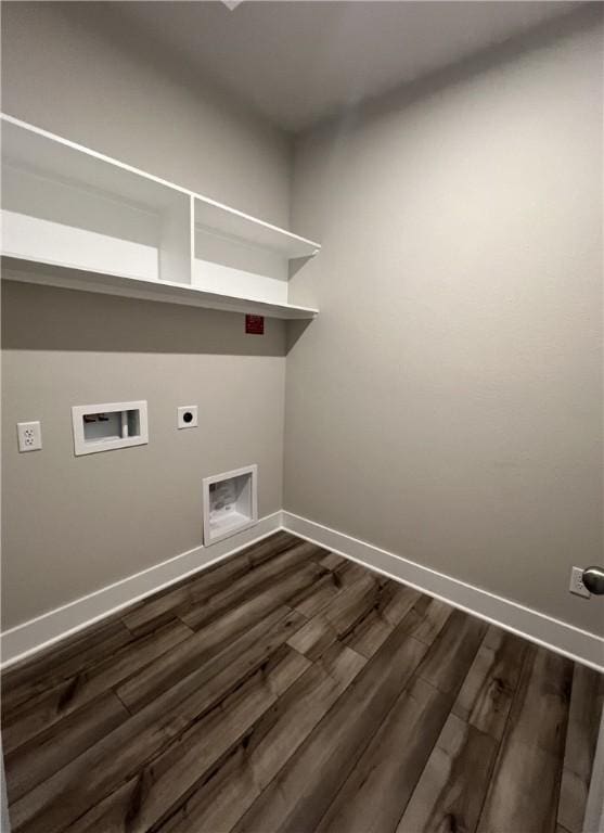 5307 Lyle Pl, Bryan, TX 77807 - laundry room featuring hookup for an electric dryer, dark wood-style floors, and hookup for a washing machine