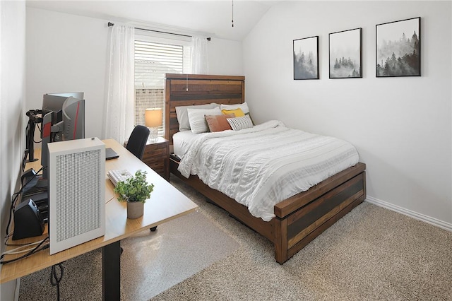 bedroom with lofted ceiling