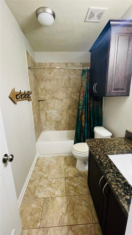 15481 Baker Meadow Loop, College Station, TX 77845 - bathroom with vanity, shower / bath combo with shower curtain, and toilet