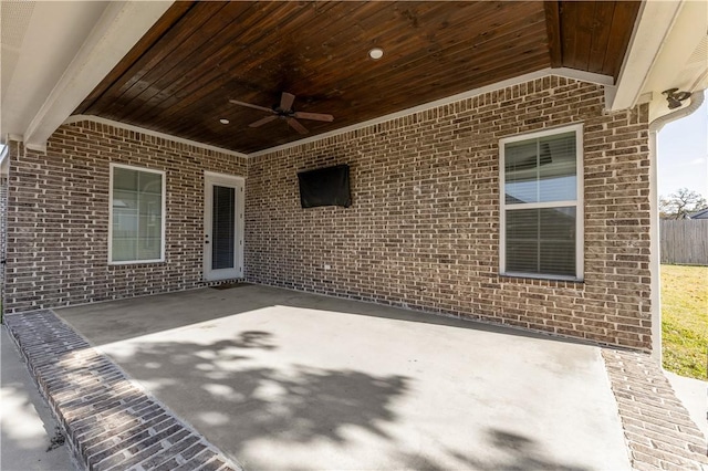 view of patio with ceiling fan