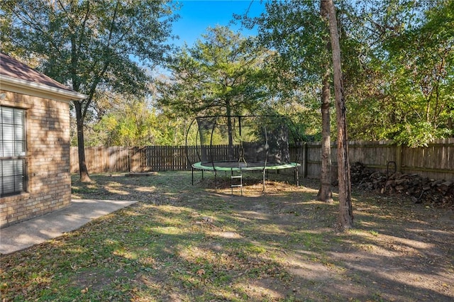 view of yard with a trampoline