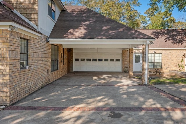 view of side of property featuring a garage