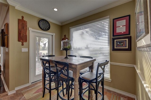 3151 Running River Ln, Washington, TX 77880 - dining area with baseboards and crown molding