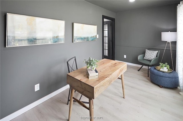 office featuring light hardwood / wood-style flooring