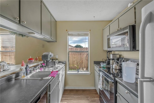 kitchen featuring gray cabinetry and appliances with stainless steel finishes