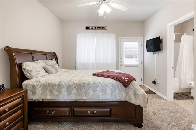 1198 Jones Butler Rd Unit 3103, College Station, TX 77840 - bedroom with ensuite bathroom, carpet, ceiling fan, and baseboards
