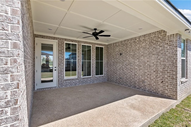 view of patio / terrace featuring ceiling fan