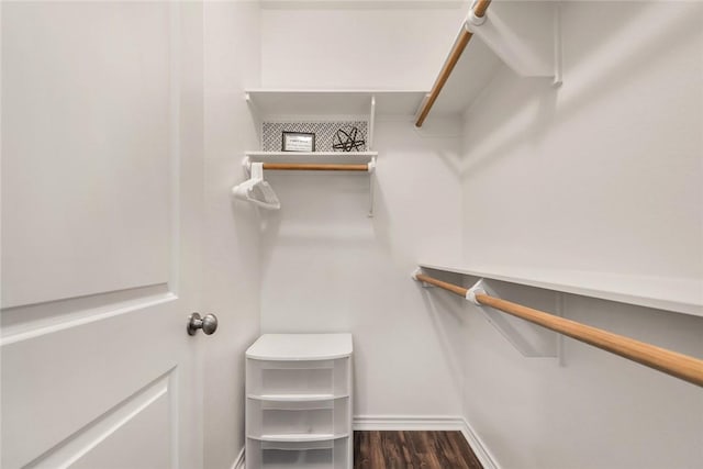 walk in closet featuring dark hardwood / wood-style floors