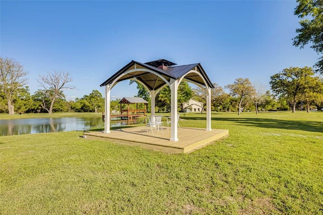 601 E Collard St, Madisonville, TX 77864 - view of grassy yard with a gazebo and a water view