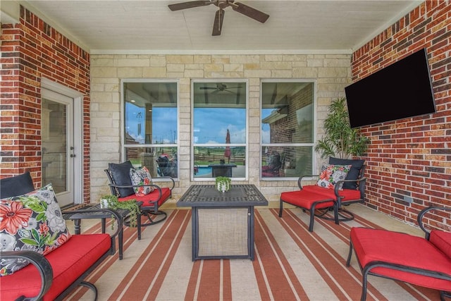 2181 Fm 166, Caldwell, TX 77836 - view of patio / terrace featuring a ceiling fan and an outdoor hangout area