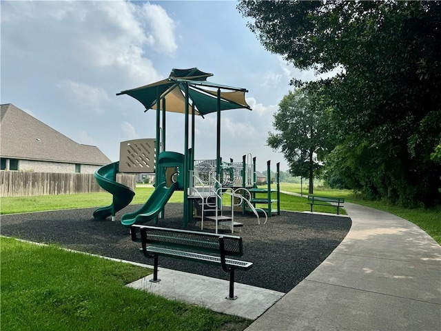 view of play area featuring a yard