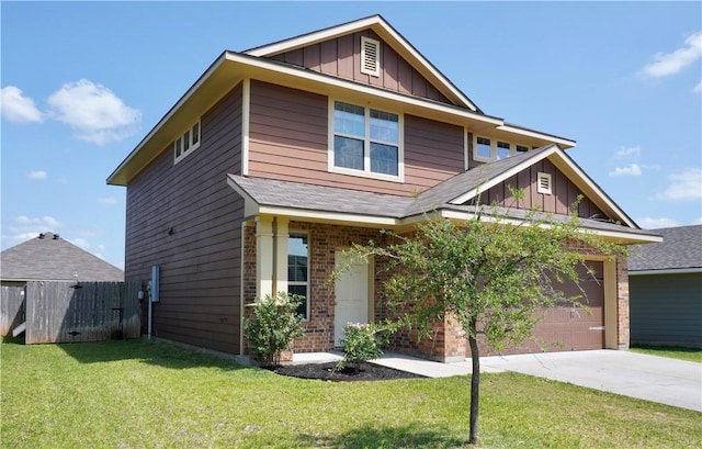 2011 Stubbs Dr, Bryan, TX 77807 - craftsman house with driveway, board and batten siding, brick siding, a garage, and a shingled roof