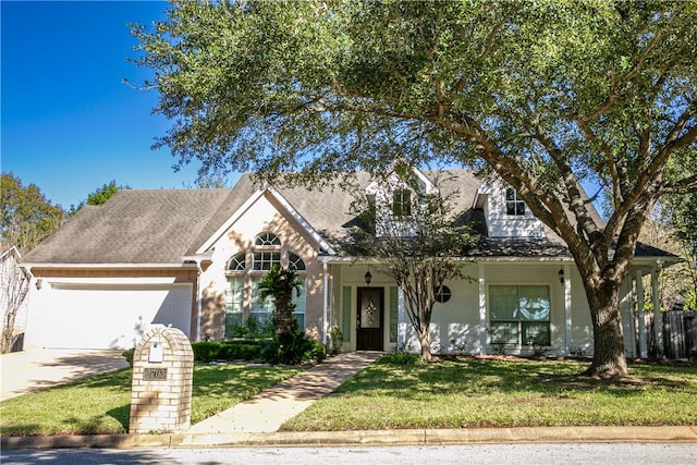 view of front of home featuring a garage and a front lawn