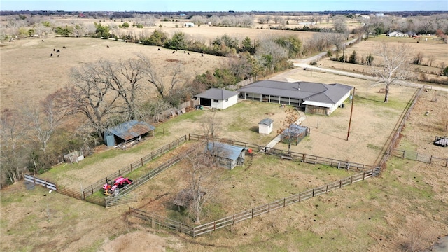 aerial view featuring a rural view