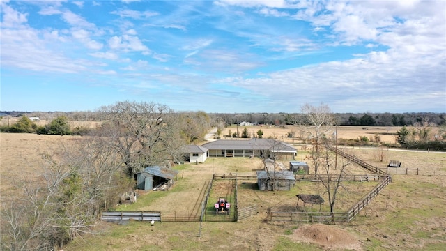 aerial view with a rural view