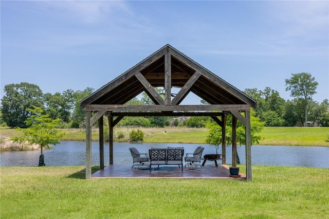 10560 St John Dr, Iola, TX 77861 - view of property's community featuring a gazebo, a lawn, and a water view