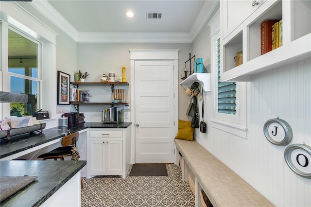 10560 St John Dr, Iola, TX 77861 - mudroom featuring crown molding