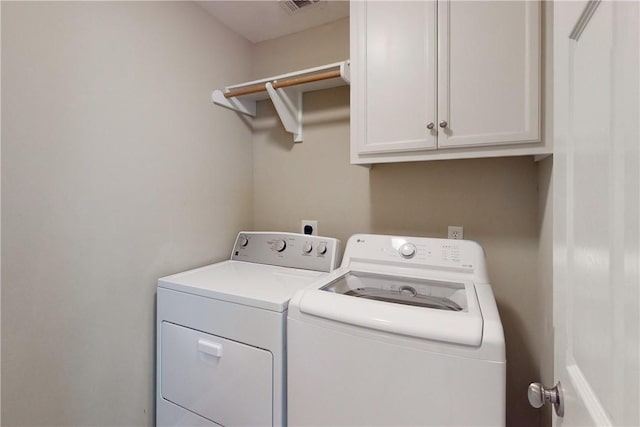 laundry room with cabinets and independent washer and dryer