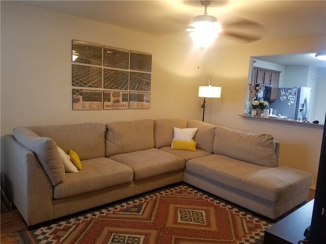living area with wood finished floors