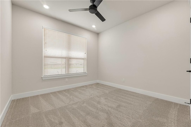 881 Double Mountain Rd, College Station, TX 77845 - empty room with ceiling fan, carpet floors, baseboards, and recessed lighting
