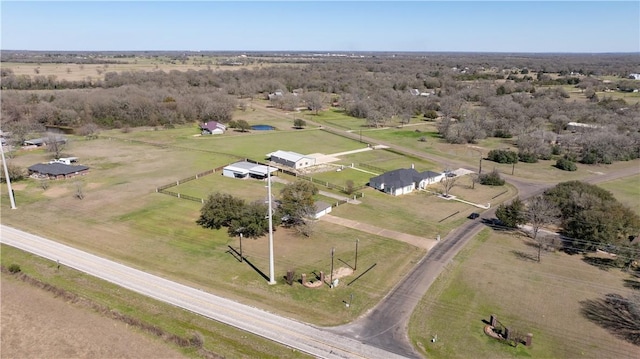 drone / aerial view with a rural view