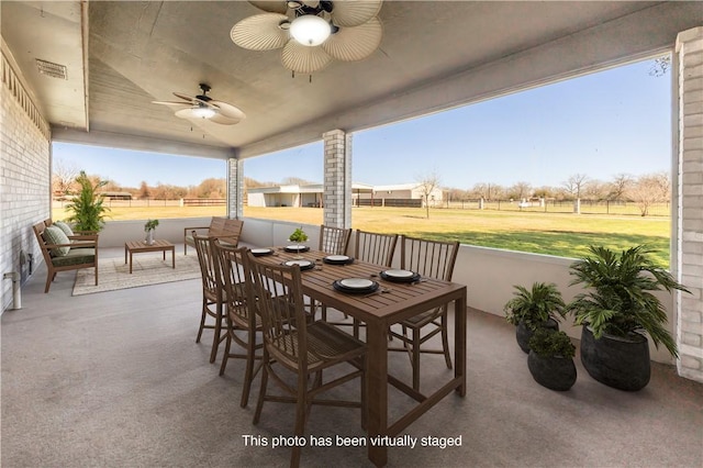 1796 Fawn Lake Dr, Bryan, TX 77808 - view of patio featuring a ceiling fan and an outdoor living space