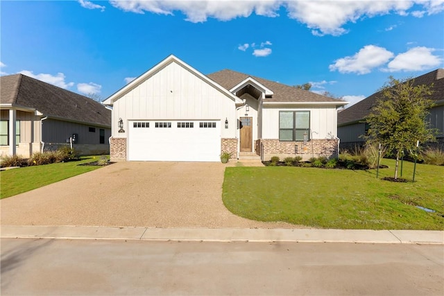 view of front of home featuring a garage and a front lawn