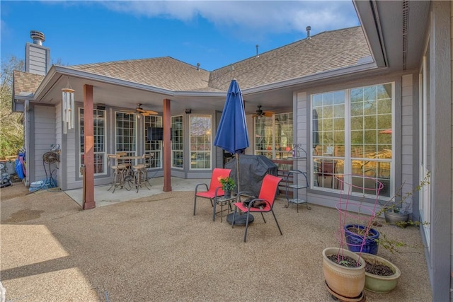 view of patio / terrace with ceiling fan