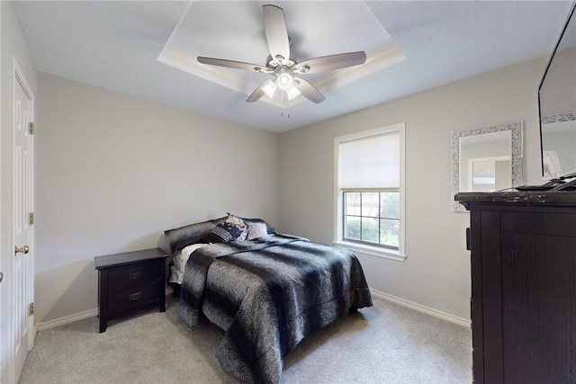 3900 Puffin Way, College Station, TX 77845 - bedroom with light carpet, baseboards, and a raised ceiling