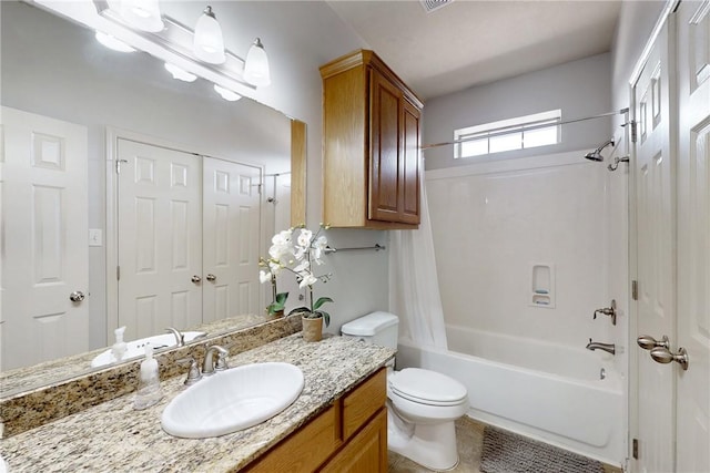 130 Forest Dr, College Station, TX 77840 - full bath with vanity, shower / tub combo, toilet, and tile patterned flooring