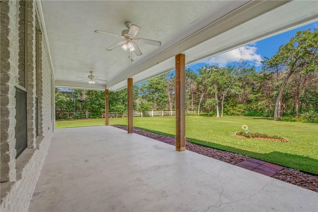 4662 Hidden Springs Way, College Station, TX 77845 - view of patio featuring ceiling fan and view of scattered trees