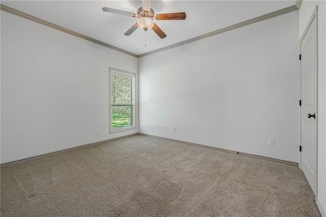 4662 Hidden Springs Way, College Station, TX 77845 - unfurnished room with carpet floors, a ceiling fan, ornamental molding, and baseboards