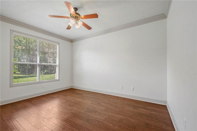 4662 Hidden Springs Way, College Station, TX 77845 - empty room with wood finished floors, ceiling fan, baseboards, and ornamental molding