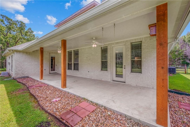 4662 Hidden Springs Way, College Station, TX 77845 - view of patio / terrace featuring ceiling fan and central AC