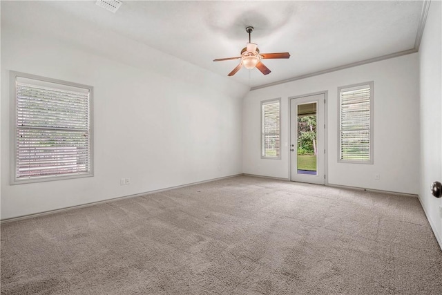 4662 Hidden Springs Way, College Station, TX 77845 - unfurnished room featuring a ceiling fan, carpet floors, crown molding, and baseboards