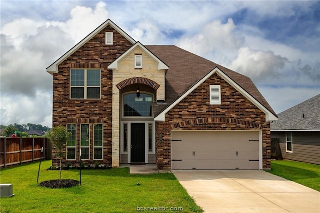 view of front of home with a front lawn