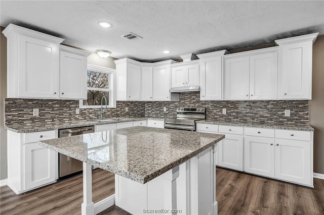 508 N O Neal St, Caldwell, TX 77836 - kitchen with white cabinetry, sink, and appliances with stainless steel finishes