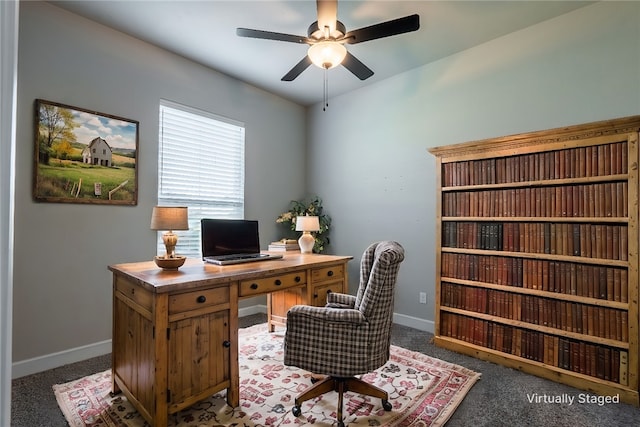 5007 Maroon Creek Dr, Bryan, TX 77802 - office space featuring dark colored carpet and ceiling fan