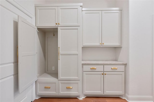 mudroom featuring light hardwood / wood-style flooring