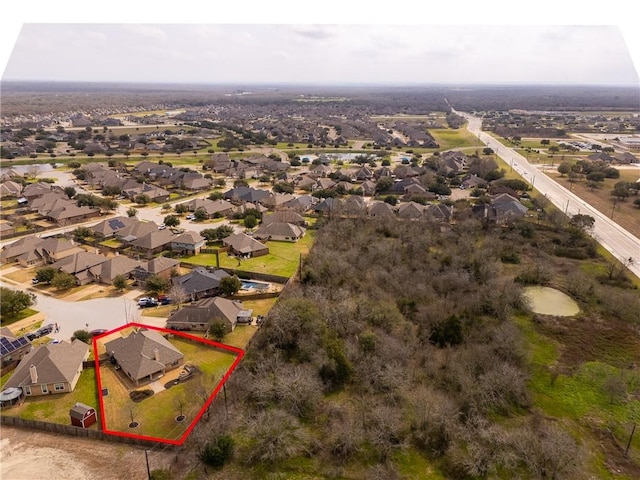 bird's eye view with a residential view