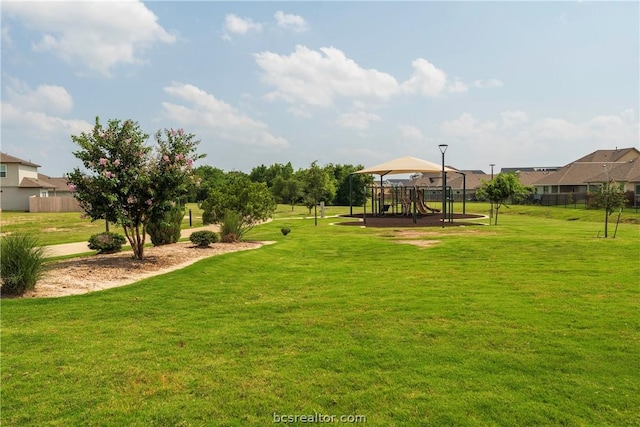 view of yard with a playground