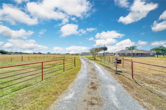 view of road with a rural view