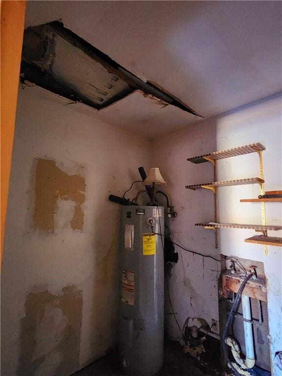 utility room with water heater