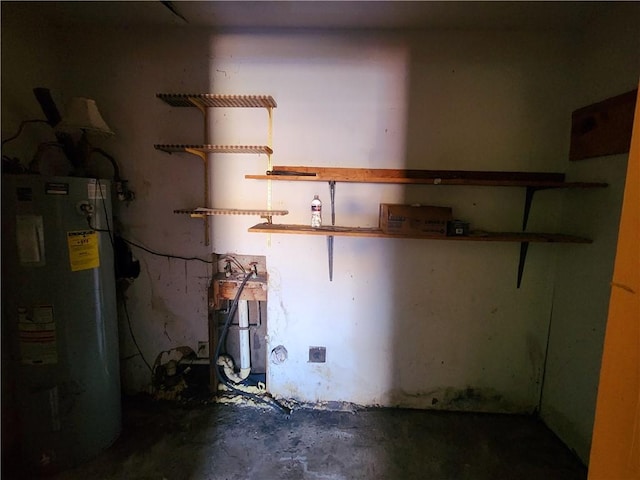 basement with electric water heater