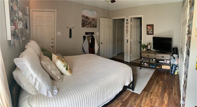 bedroom featuring dark hardwood / wood-style flooring