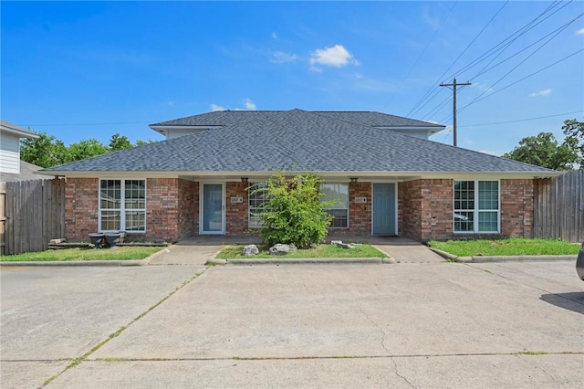 view of single story home